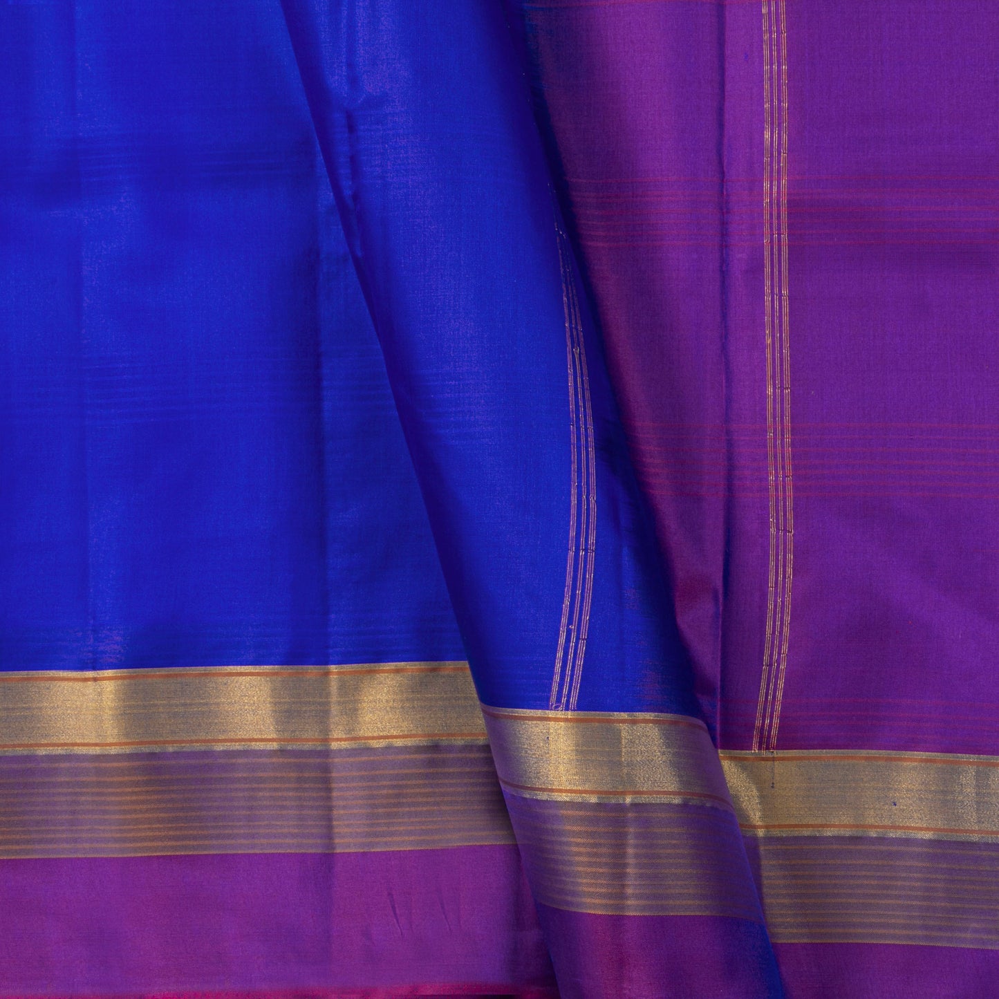 Blue And Magenta Kanchipuram Silk Saree Light Weight For Festive Wear PV MEN 106