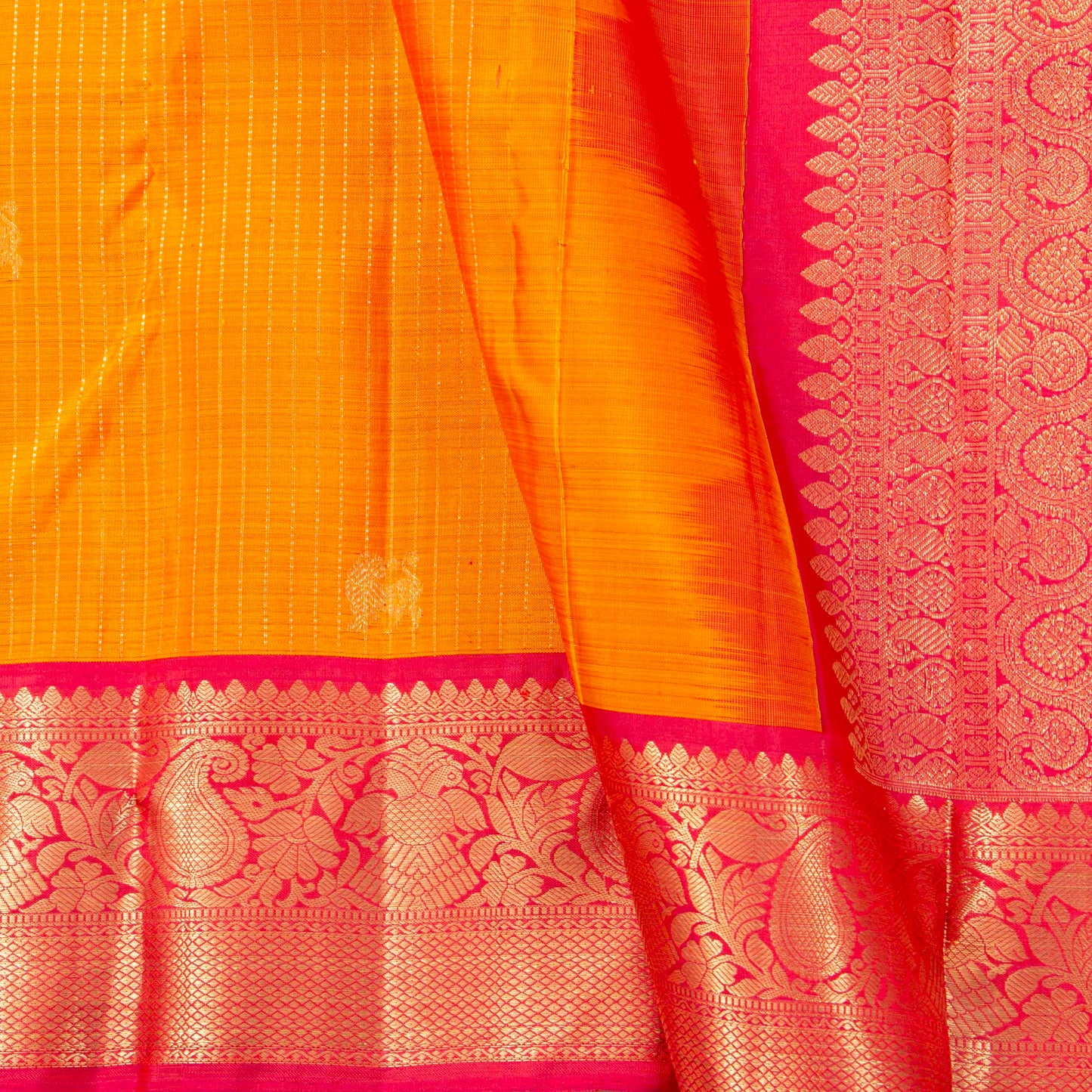 Yellow And Pink Kanchipuram Silk Saree For Bridal Wear PV MEN 255