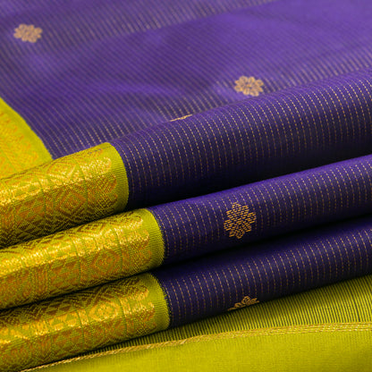 Blue And Green Kanchipuram Silk Saree Vairaoosi For Festival Wear PV MEN 128