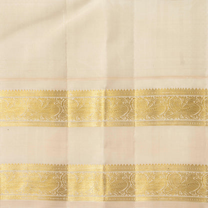 Bottle Green And Off White Kanchipuram Silk Saree With Rettai Pettu Border For Wedding Wear PV NYC 1623