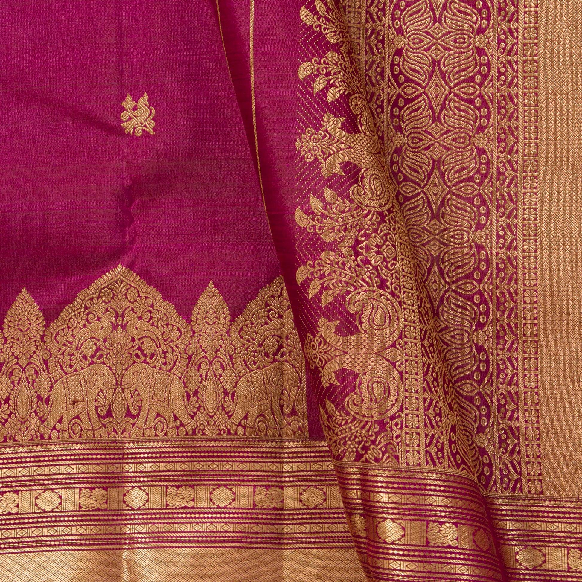 Magenta Kanchipuram Silk Saree For Bridal Wear PV MEN 257 - Silk Sari - Panjavarnam PV MEN 257