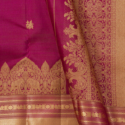 Magenta Kanchipuram Silk Saree For Bridal Wear PV MEN 257 - Silk Sari - Panjavarnam PV MEN 257