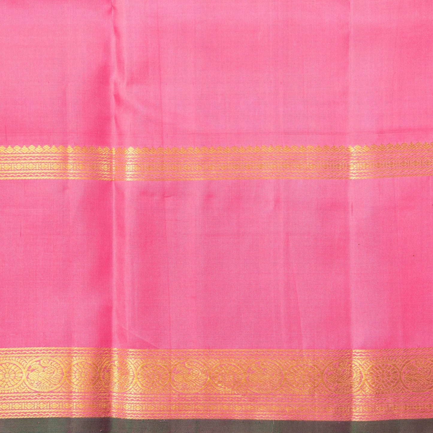 Sea Green And Pink Kanchipuram Silk Saree With Temple Border For Festive Wear PV NYC 1674