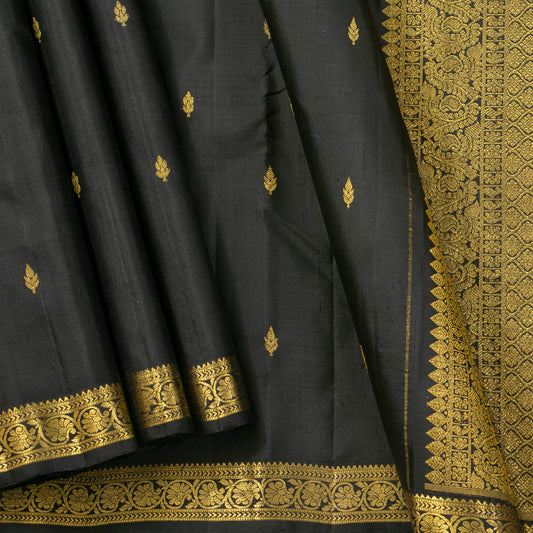 Black Kanchipuram Silk Saree For Festive Wear PV MEN 225