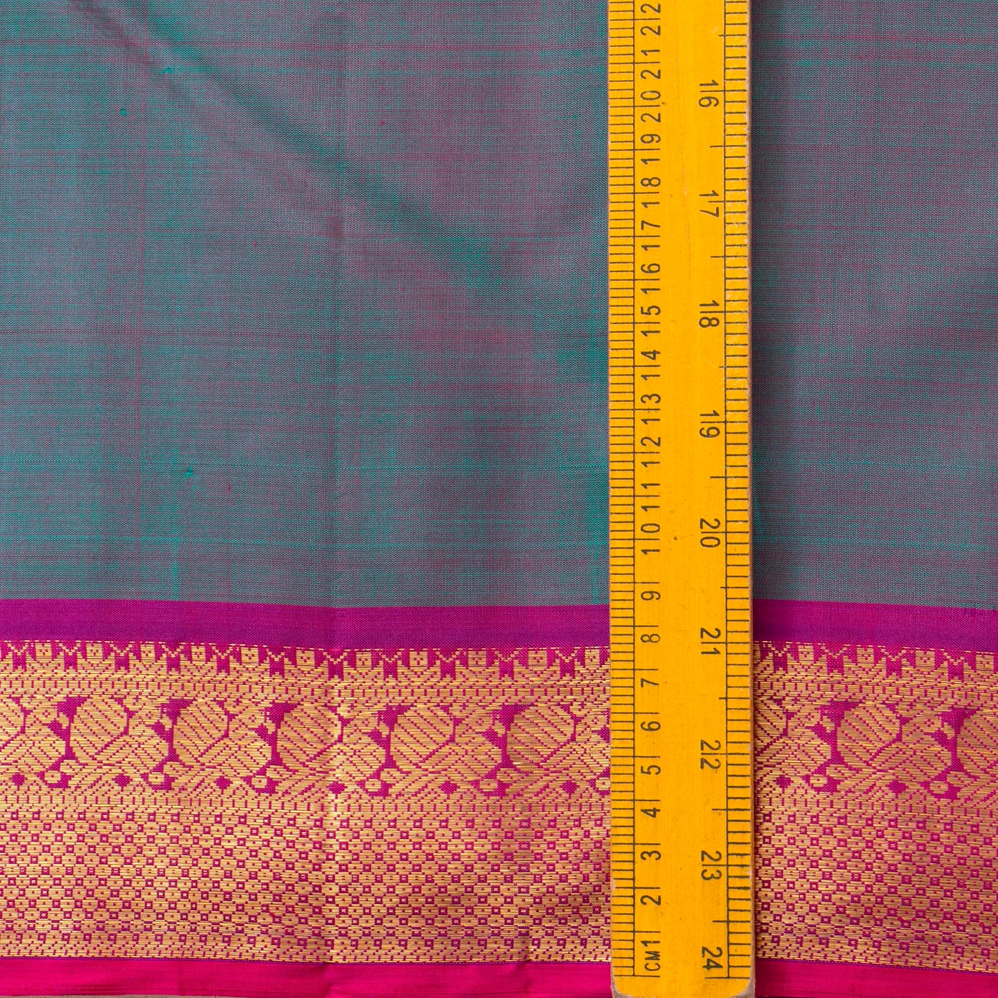 Blue And Pink Kanchipuram Silk Saree With Medium Border Handwoven Pure Silk For Festive Wear PV J 5200