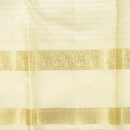 Green And Beige Kanchipuram Silk Saree With Zari Checks For Wedding Wear PV NYC 1670