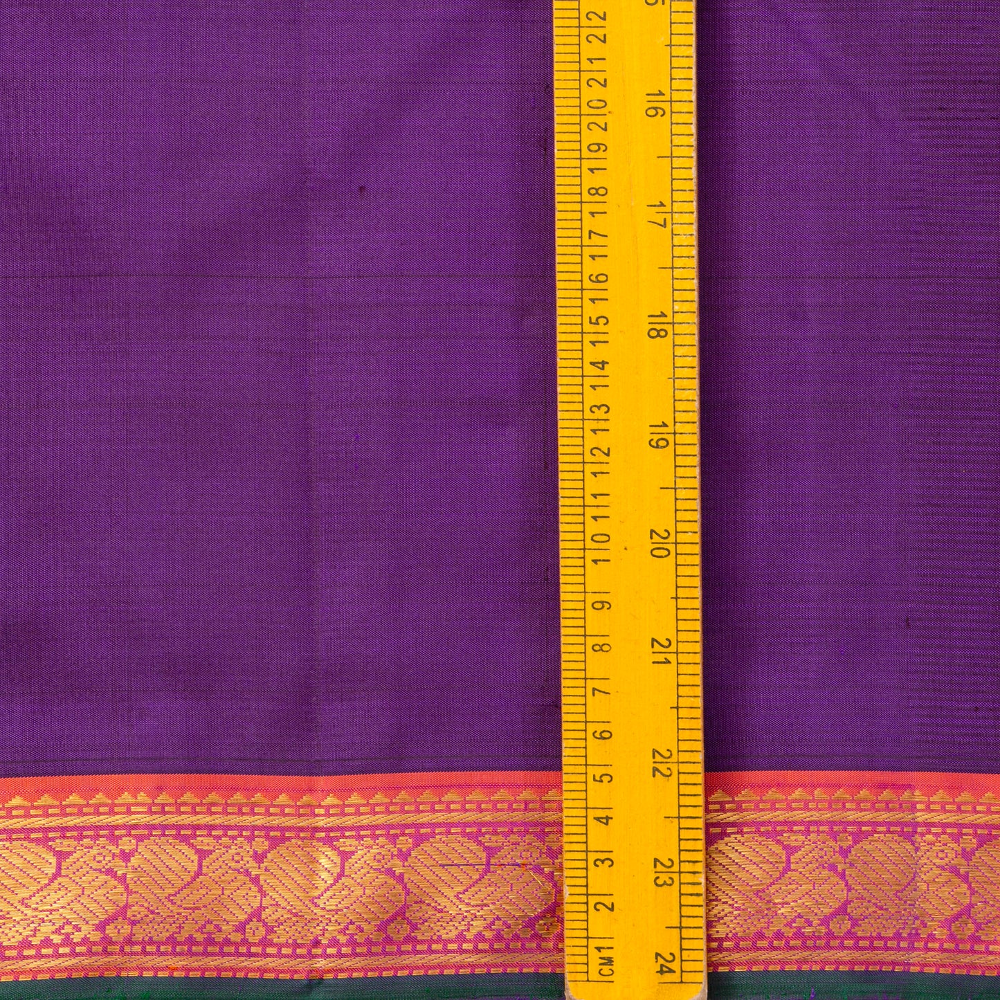 Purple And Peach Kanchipuram Silk Saree With Short Border Handwoven Pure Silk For Festive Wear PV J 5192