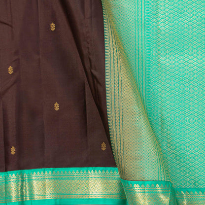 Brown And Aqua Blue Kanchipuram Silk Saree Light Weight For Festive Wear PV MEN 153 - Silk Sari - Panjavarnam PV MEN 153