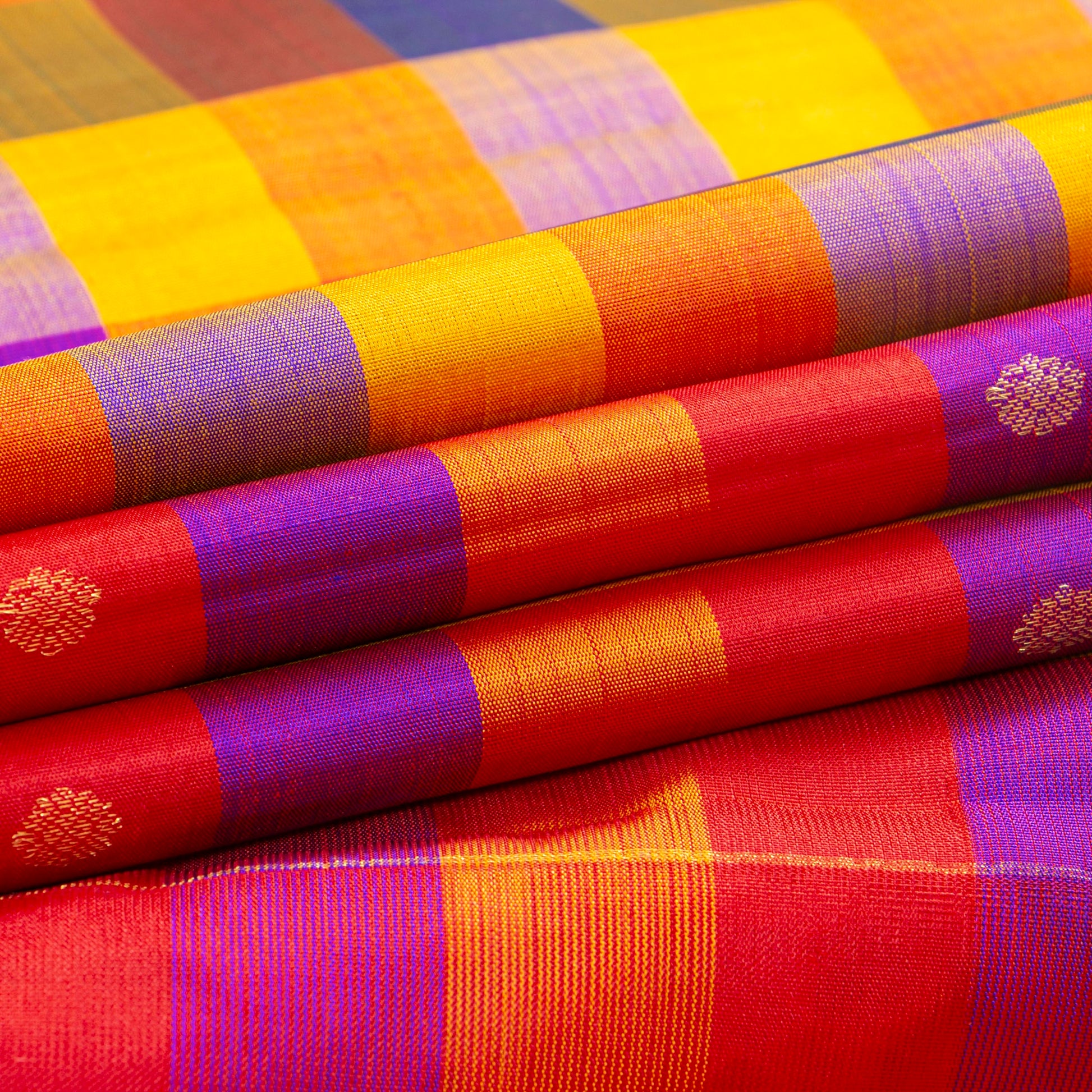 Multi coloured Checks Kanchipuram Silk Saree Borderless For Festive Wear PV MEN 231 - Silk Sari - Panjavarnam PV MEN 231