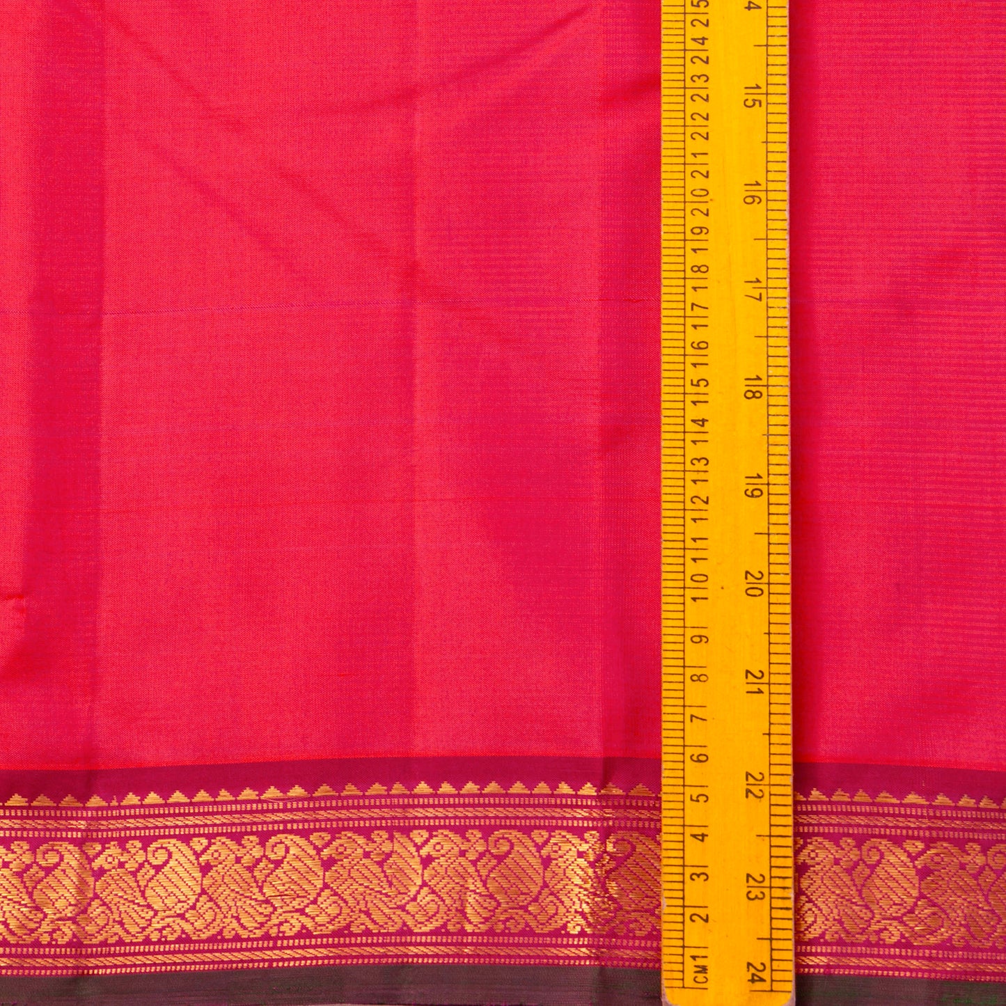 Pink And Maroon Kanchipuram Silk Saree With Short Border Handwoven Pure Silk For Festive Wear PV J 5195