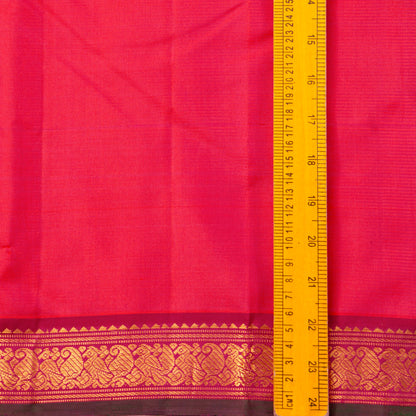 Pink And Maroon Kanchipuram Silk Saree With Short Border Handwoven Pure Silk For Festive Wear PV J 5195