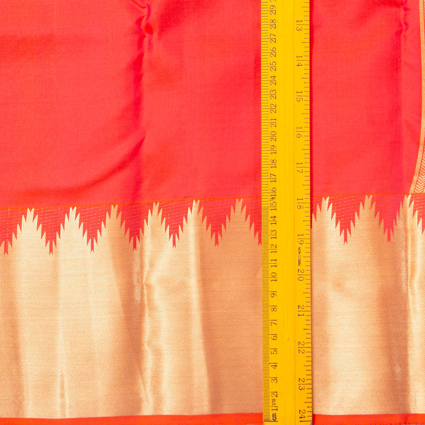 Orange Kanchipuram Silk Saree Temple Border For Festive Wear PV MEN 155