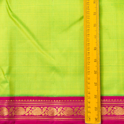 Parrot Green And Pink Kanchipuram Silk Saree For Wedding Wear PV J 4657