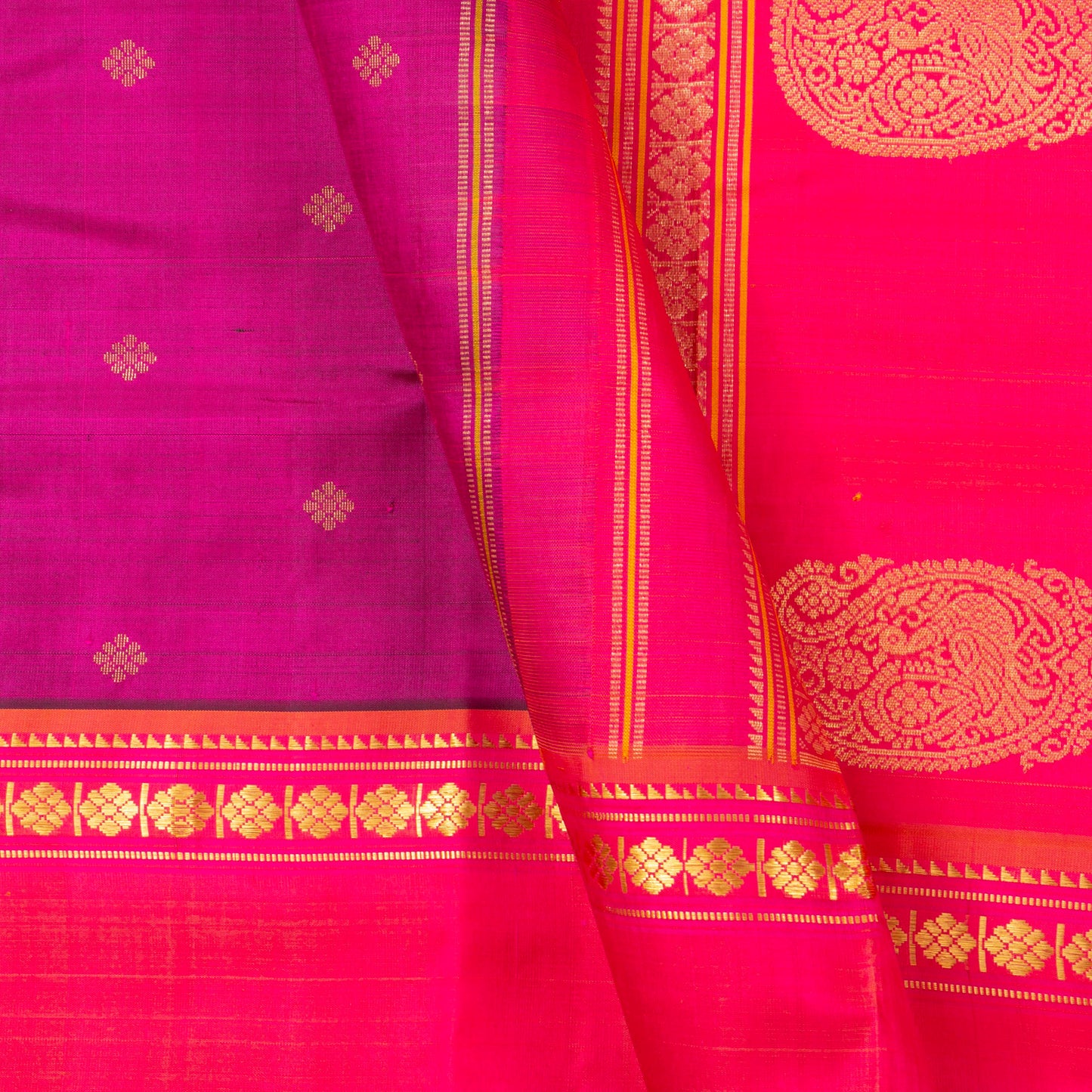 Magenta And Pink Kanchipuram Silk Saree For Festive Wear PV ABI 1151