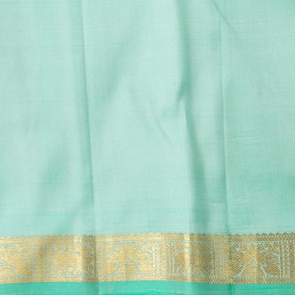 Peach And Pastel Green Kanchipuram Silk Saree For Festive Wear PV NYC 1678