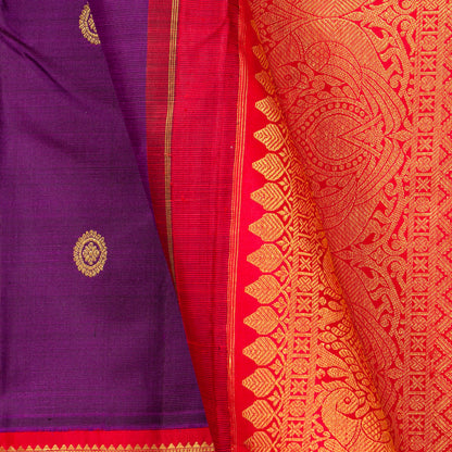 Magenta And Red Kanchipuram Silk Saree For Festive Wear PV J 5029