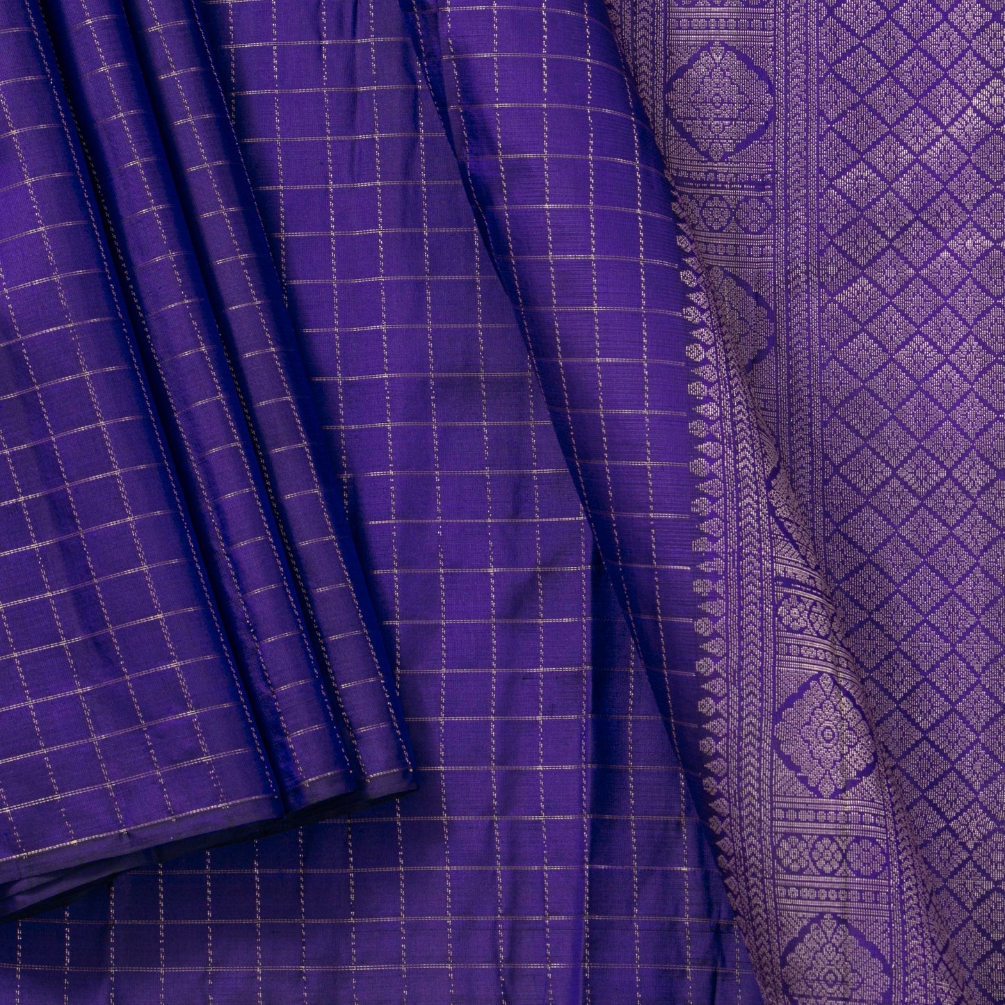 Navy Blue Kanchipuram Silk Saree Borderless Light Weight For Festive Wear PV MEN 123