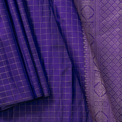 Navy Blue Kanchipuram Silk Saree Borderless Light Weight For Festive Wear PV MEN 123