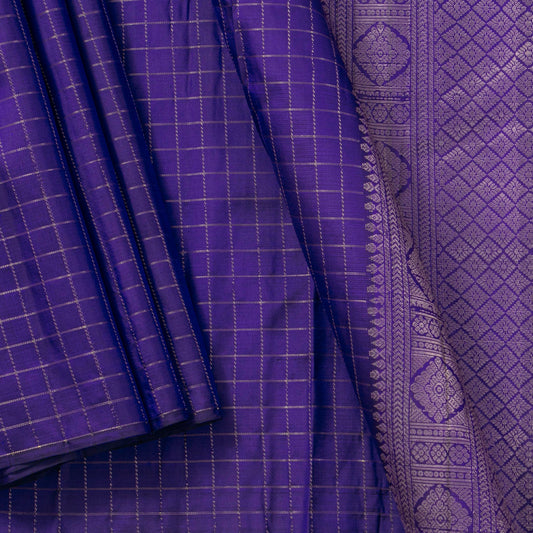 Navy Blue Kanchipuram Silk Saree Borderless Light Weight For Festive Wear PV MEN 123