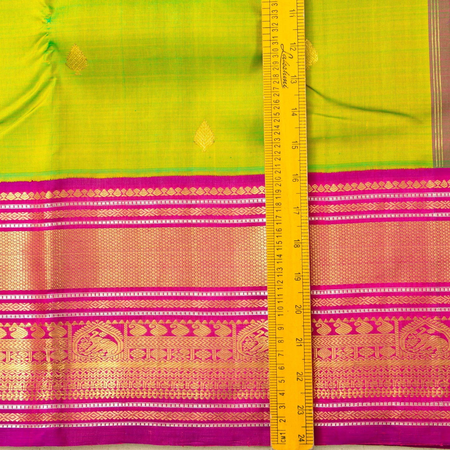 Parrot Green And Pink Kanchipuram Silk Saree For Wedding Wear PV J 5207