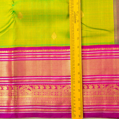 Parrot Green And Pink Kanchipuram Silk Saree For Wedding Wear PV J 5207