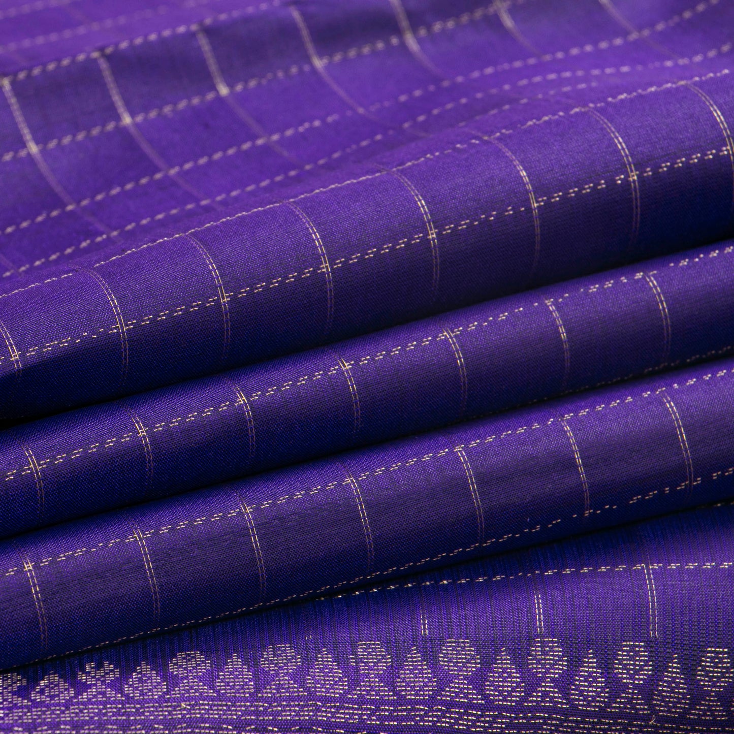 Navy Blue Kanchipuram Silk Saree Borderless Light Weight For Festive Wear PV MEN 123