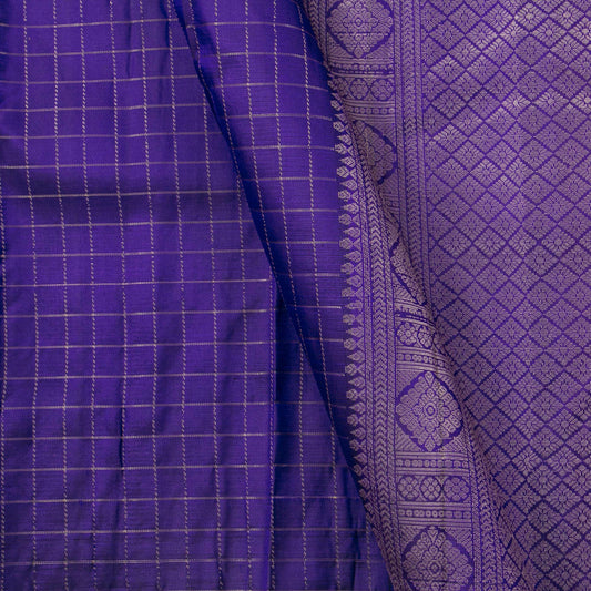 Navy Blue Kanchipuram Silk Saree Borderless Light Weight For Festive Wear PV MEN 123