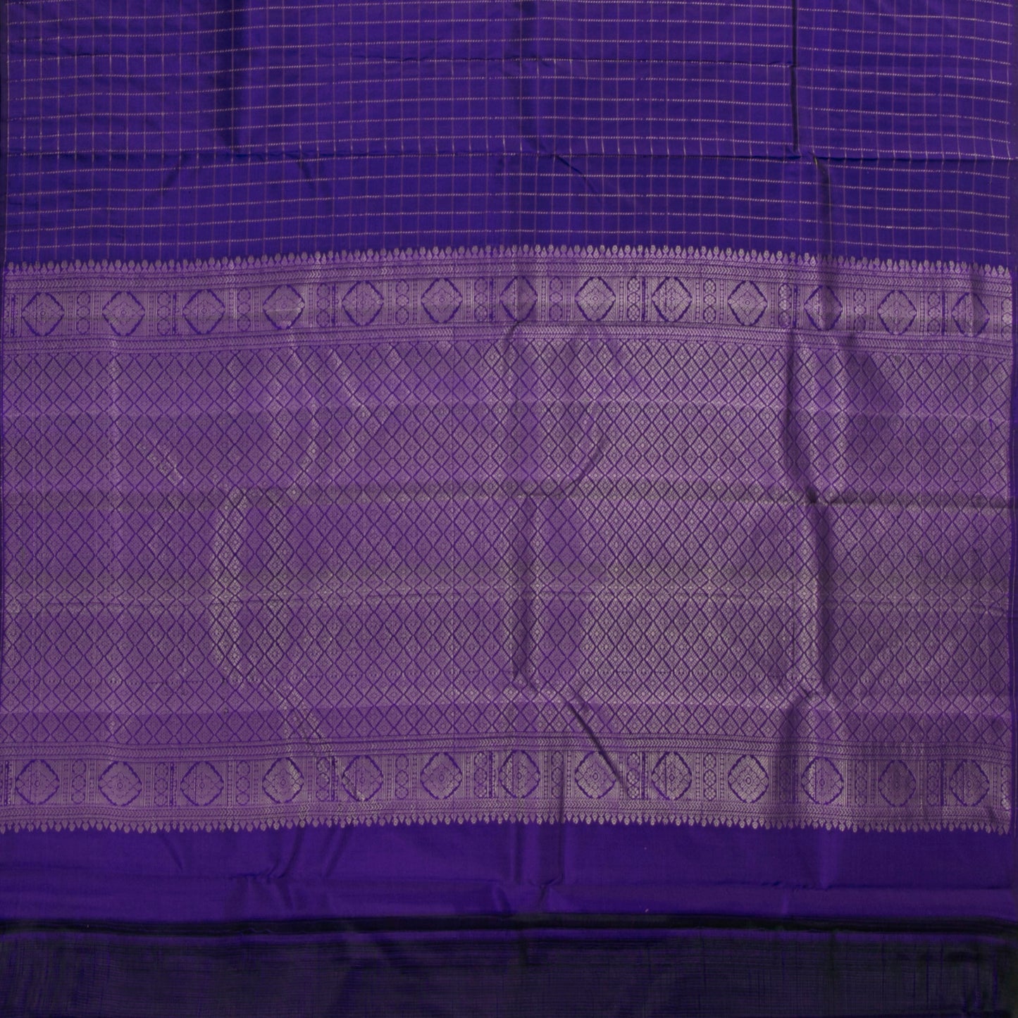 Navy Blue Kanchipuram Silk Saree Borderless Light Weight For Festive Wear PV MEN 123