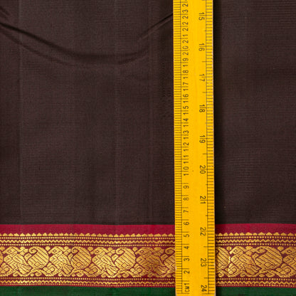 Brown And Maroon Kanchipuram Silk Saree For Festive Wear PV J 5191