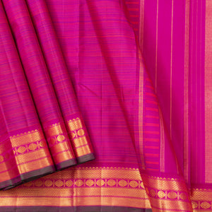 Pink Kanchipuram Silk Saree With Short Border Handwoven Pure Silk For Festive Wear PV J  5203