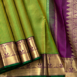 Green And Magenta Kanchipuram Silk Saree For Wedding Wear PV NYC 1653`