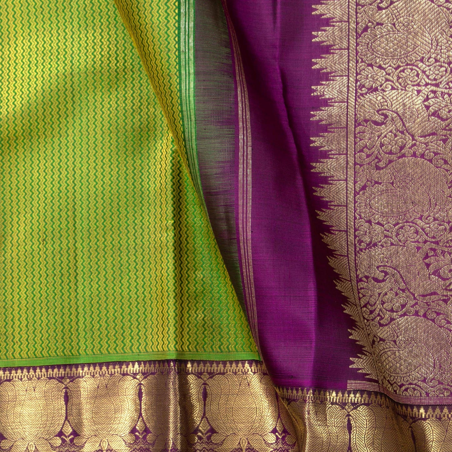 Green And Magenta Kanchipuram Silk Saree For Wedding Wear PV NYC 1653`