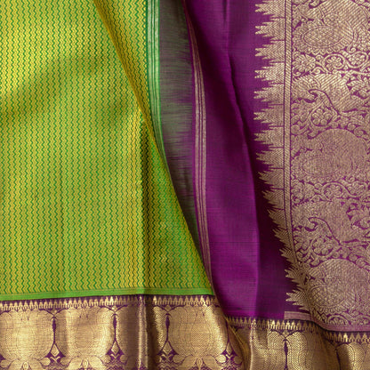 Green And Magenta Kanchipuram Silk Saree For Wedding Wear PV NYC 1653`