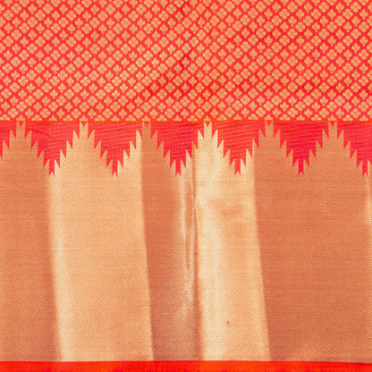 Orange Kanchipuram Silk Saree Temple Border For Festive Wear PV MEN 155
