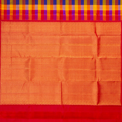 Multi coloured Checks Kanchipuram Silk Saree Borderless For Festive Wear PV MEN 231 - Silk Sari - Panjavarnam PV MEN 231