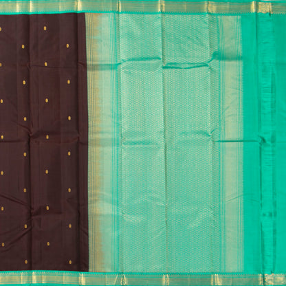 Brown And Aqua Blue Kanchipuram Silk Saree Light Weight For Festive Wear PV MEN 153 - Silk Sari - Panjavarnam PV MEN 153
