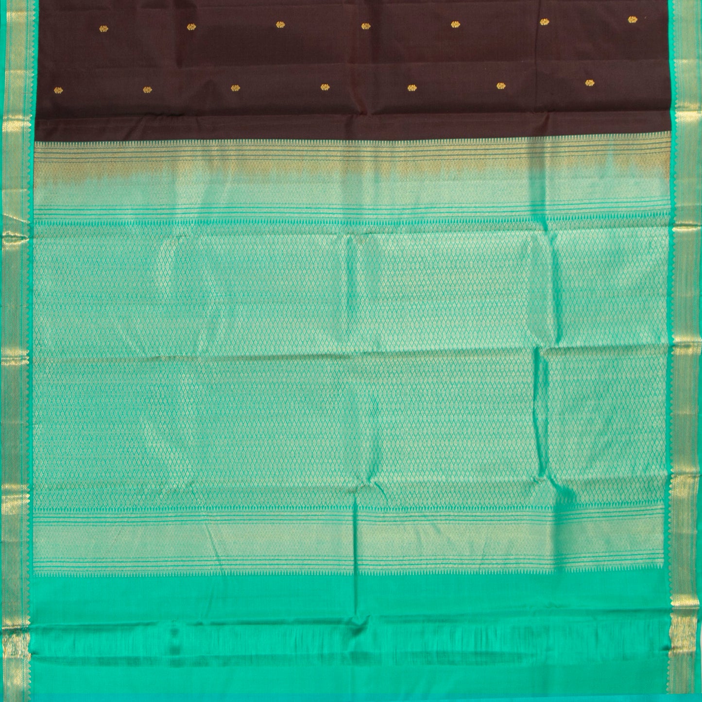Brown And Aqua Blue Kanchipuram Silk Saree Light Weight For Festive Wear PV MEN 153 - Silk Sari - Panjavarnam PV MEN 153