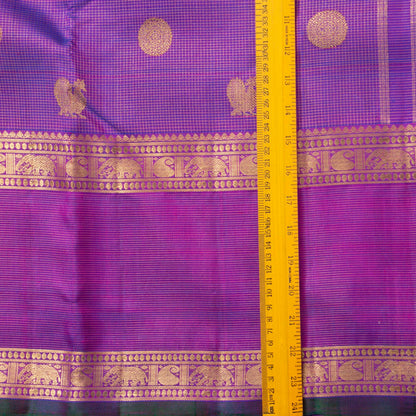 Purple Kanchipuram Silk Saree With Zari Checks For Wedding Wear PV NYC 1586