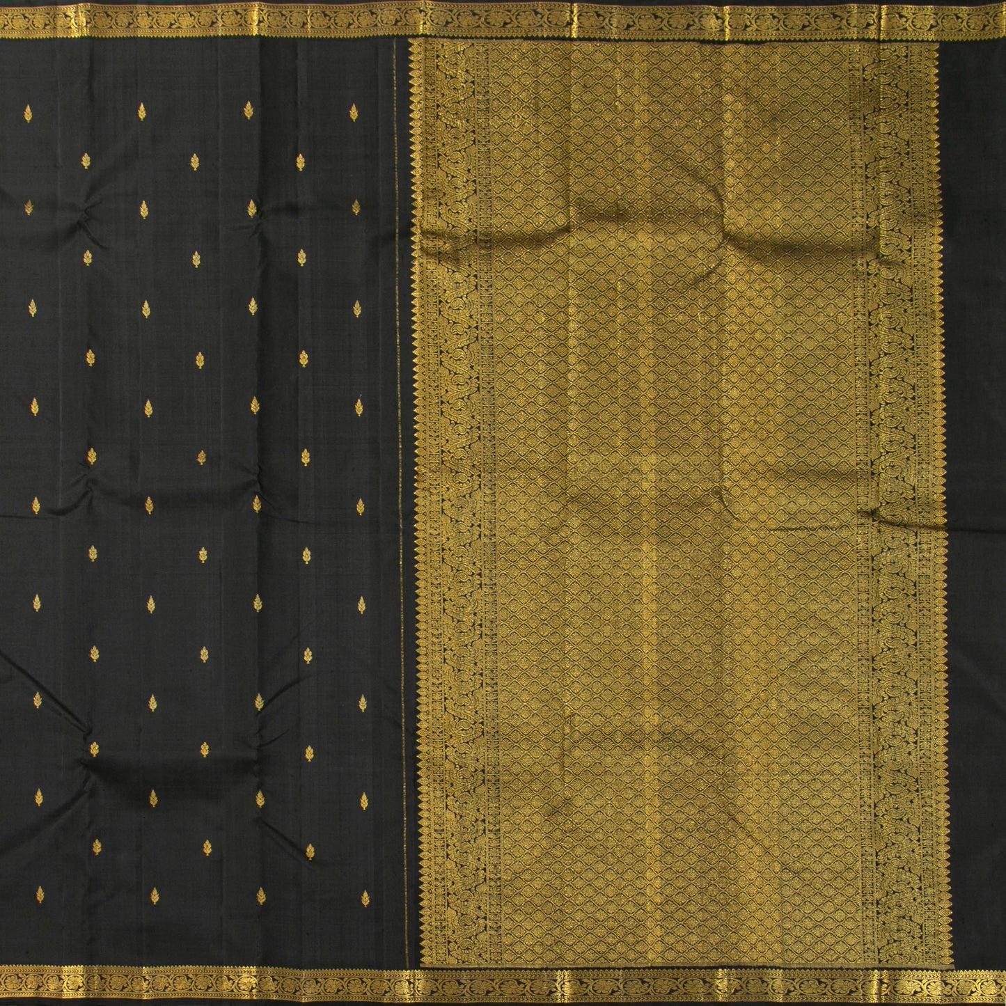 Black Kanchipuram Silk Saree For Festive Wear PV MEN 225
