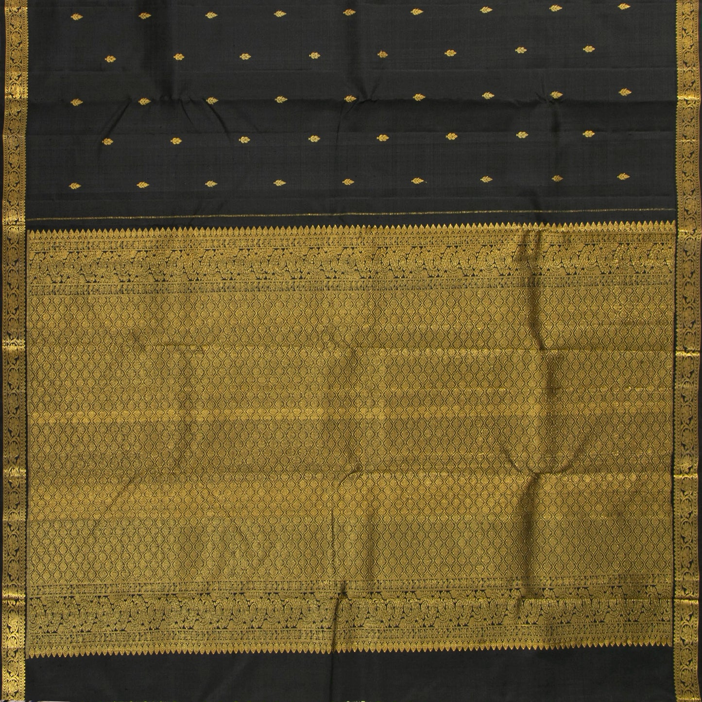 Black Kanchipuram Silk Saree For Festive Wear PV MEN 225