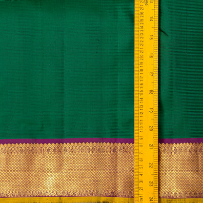 Green And Magenta Kanchipuram Silk Saree With Short Border Handwoven Pure Silk For Festive Wear PV J 5199