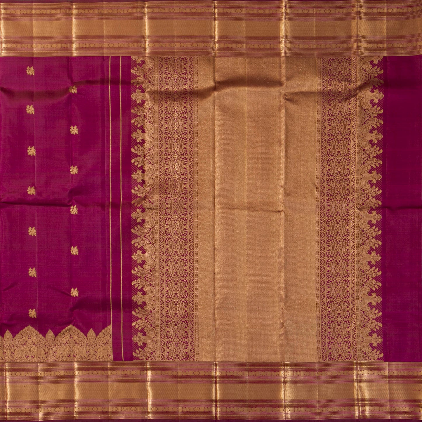 Magenta Kanchipuram Silk Saree For Bridal Wear PV MEN 257 - Silk Sari - Panjavarnam PV MEN 257