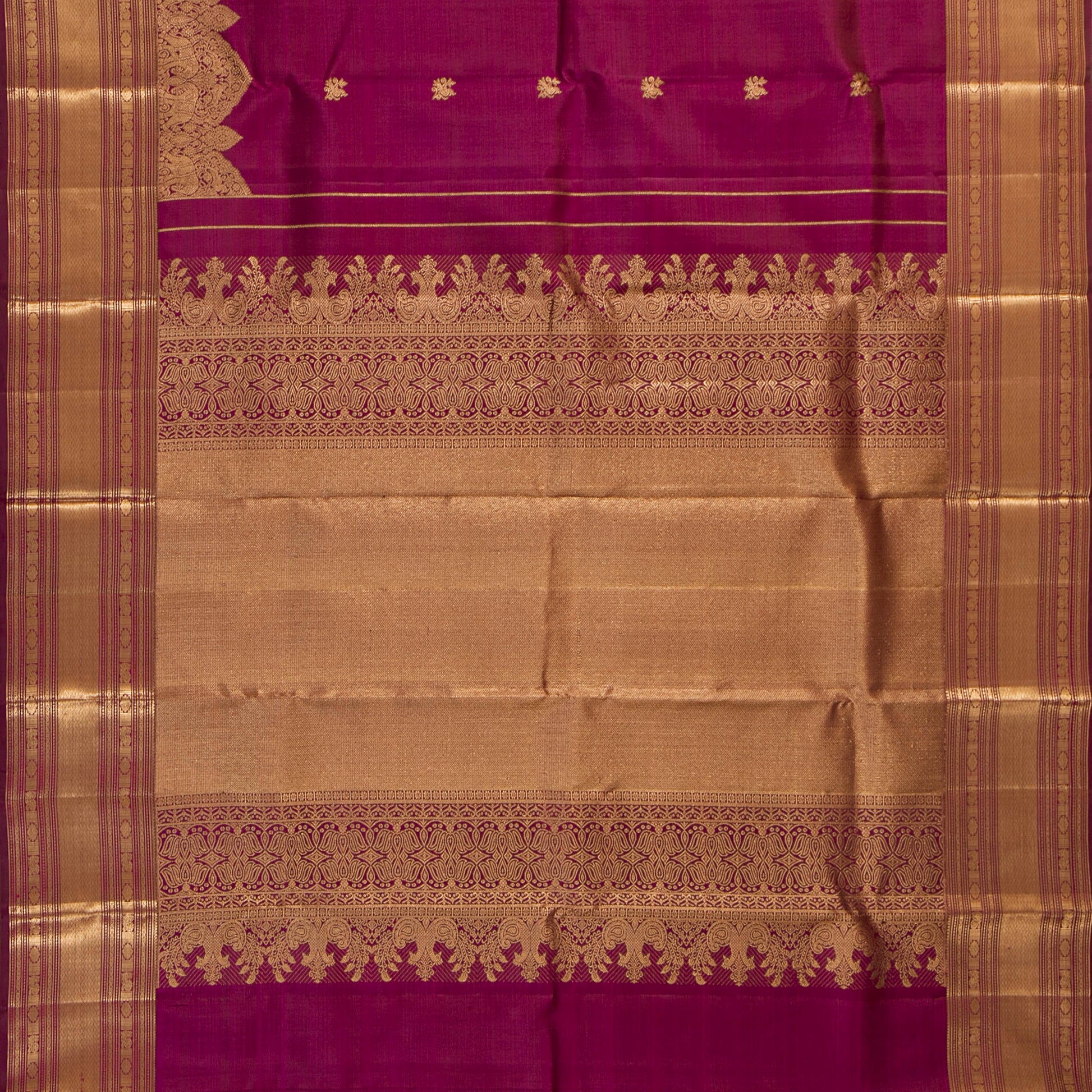 Magenta Kanchipuram Silk Saree For Bridal Wear PV MEN 257 - Silk Sari - Panjavarnam PV MEN 257