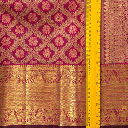 Wine Red Kanchipuram Silk Saree For Wedding Wear PV NYC 1657