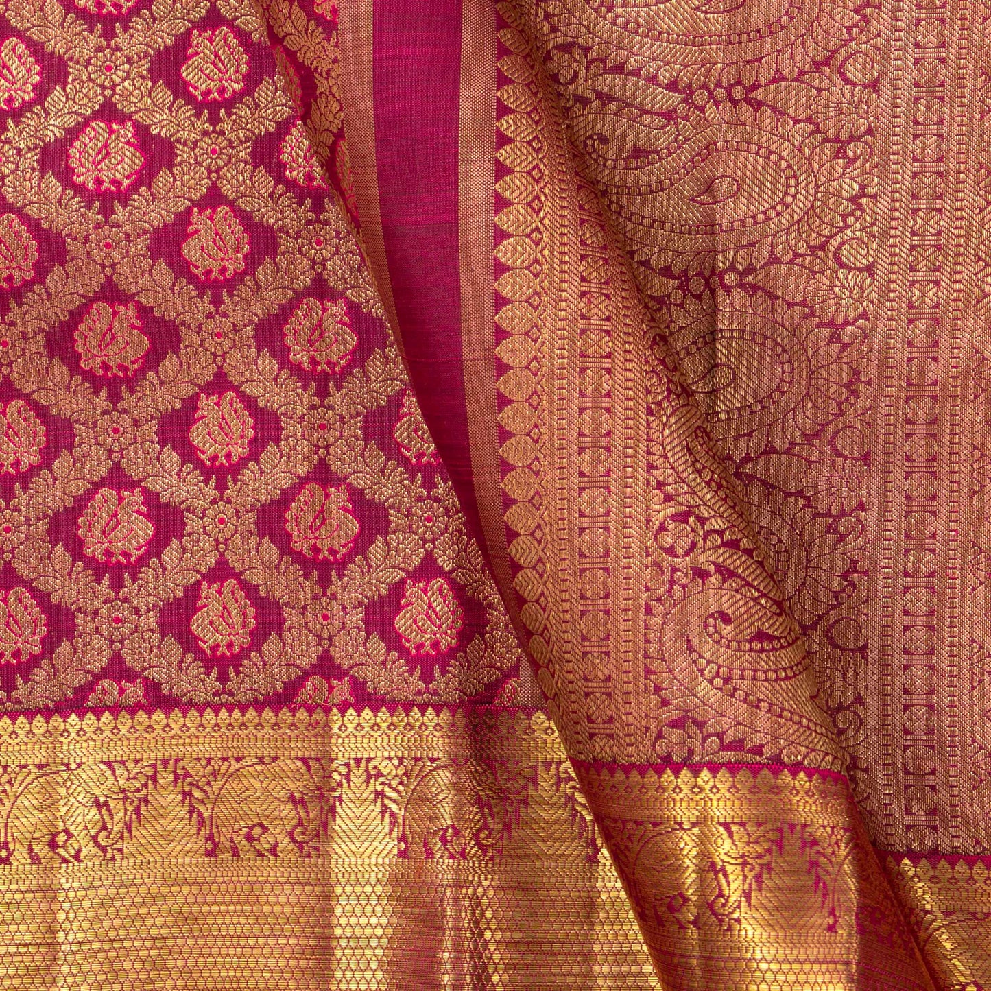 Wine Red Kanchipuram Silk Saree For Wedding Wear PV NYC 1657