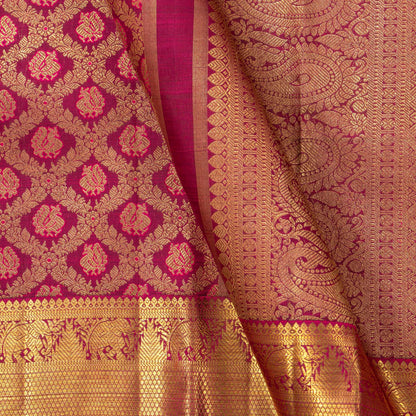 Wine Red Kanchipuram Silk Saree For Wedding Wear PV NYC 1657
