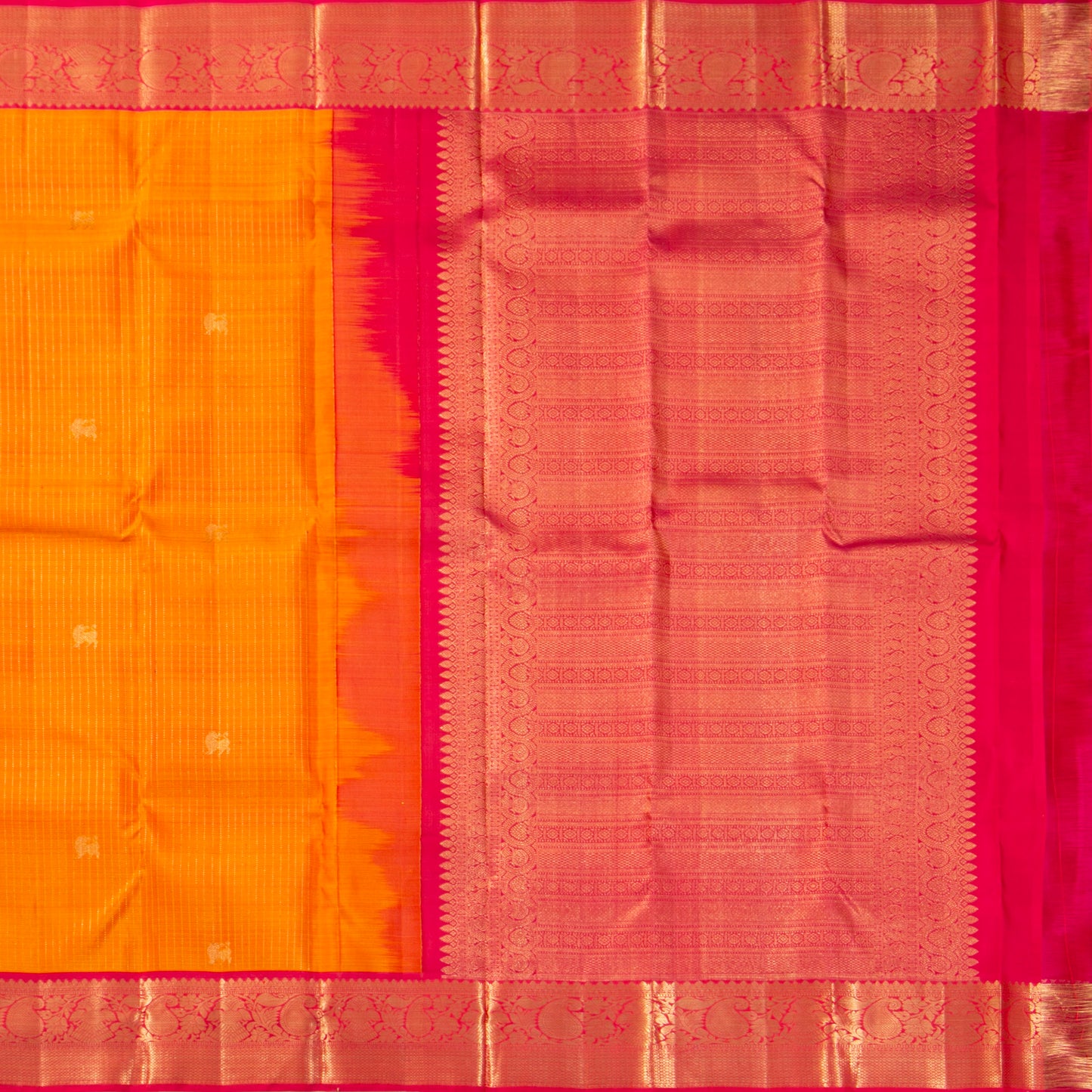 Yellow And Pink Kanchipuram Silk Saree For Bridal Wear PV MEN 255