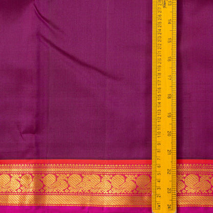 Magenta And Orange Kanchipuram Silk Saree With Short Border Handwoven Pure Silk For Festive Wear PV J 5201`