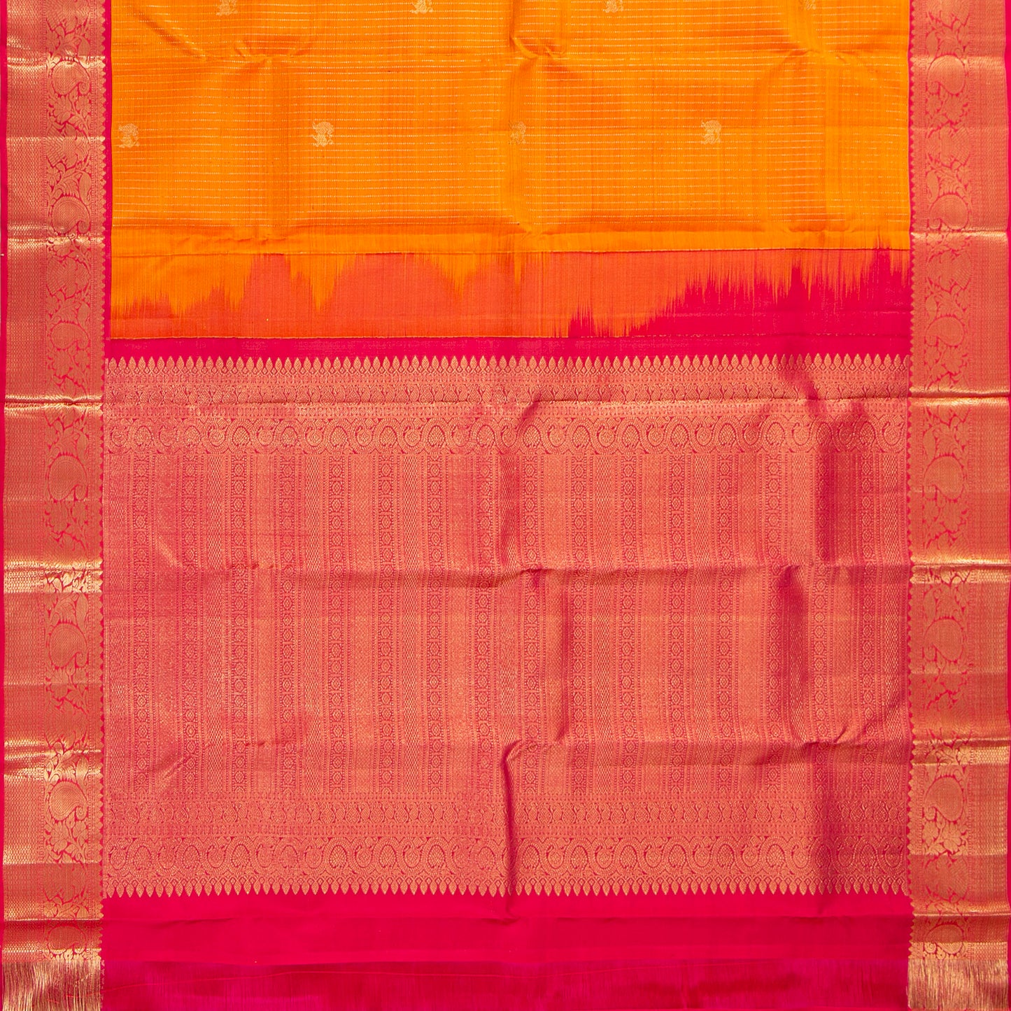 Yellow And Pink Kanchipuram Silk Saree For Bridal Wear PV MEN 255