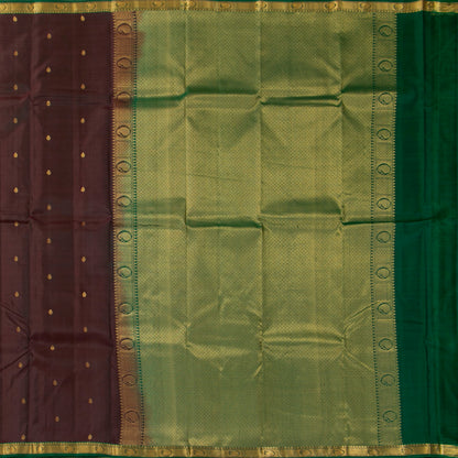 Purple And Green Kanchipuram Silk Saree Light Weight For Festive Wear PV MEN 149 - Silk Sari - Panjavarnam PV MEN 149
